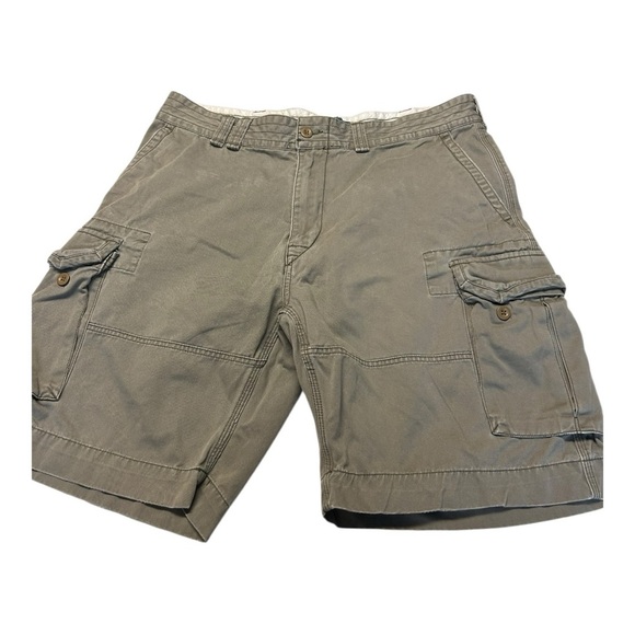 Polo Ralph Lauren Shorts Mens 38 Green 100% Cotton Flat Front Cargo Heavyweight - Picture 1 of 12
